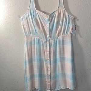 Nordstrom Pastel Blue and Cream Button-Front Chemise